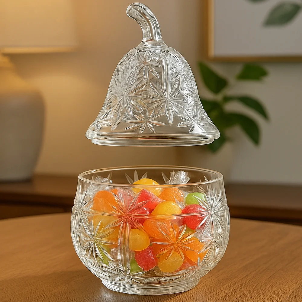 Elegant Clear Glass Candy Jar